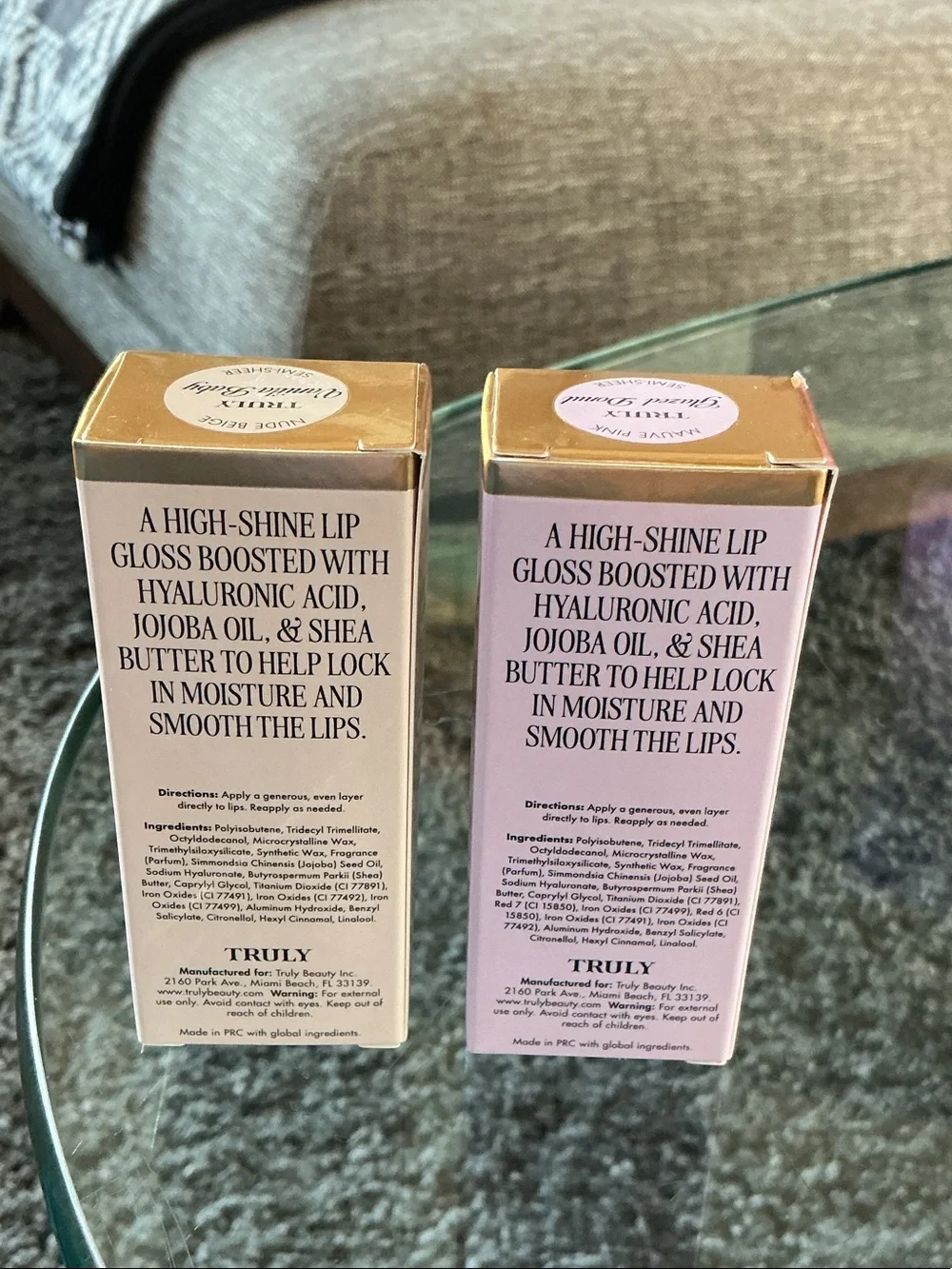TRULY Hydrating Lip Gloss Duo - Nude Beige & Mauve Pink